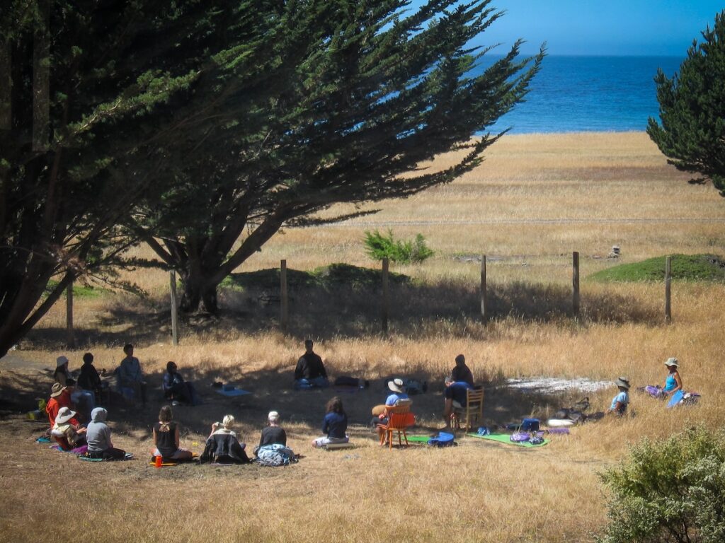 Group Meditating Outdoors